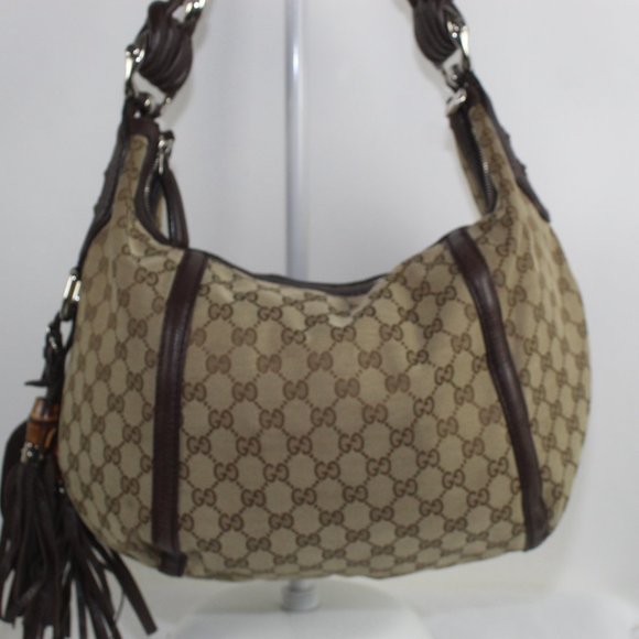 GUCCI Beige/Ebony GG Canvas Techno Horsebit Medium Hobo Bag - Picture 6 of 14